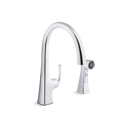 Kohler Graze Kitchen Sink Swing Spout Faucet With Sidespray 22064-CP